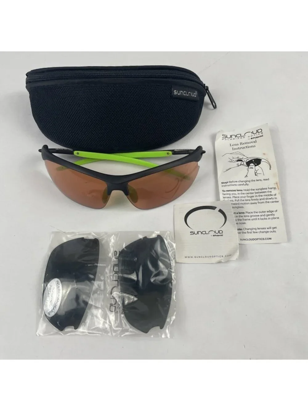 SUNCLOUD Slant Polarized Sunglasses by Polaroid Wrap Around Sports Nose Guards